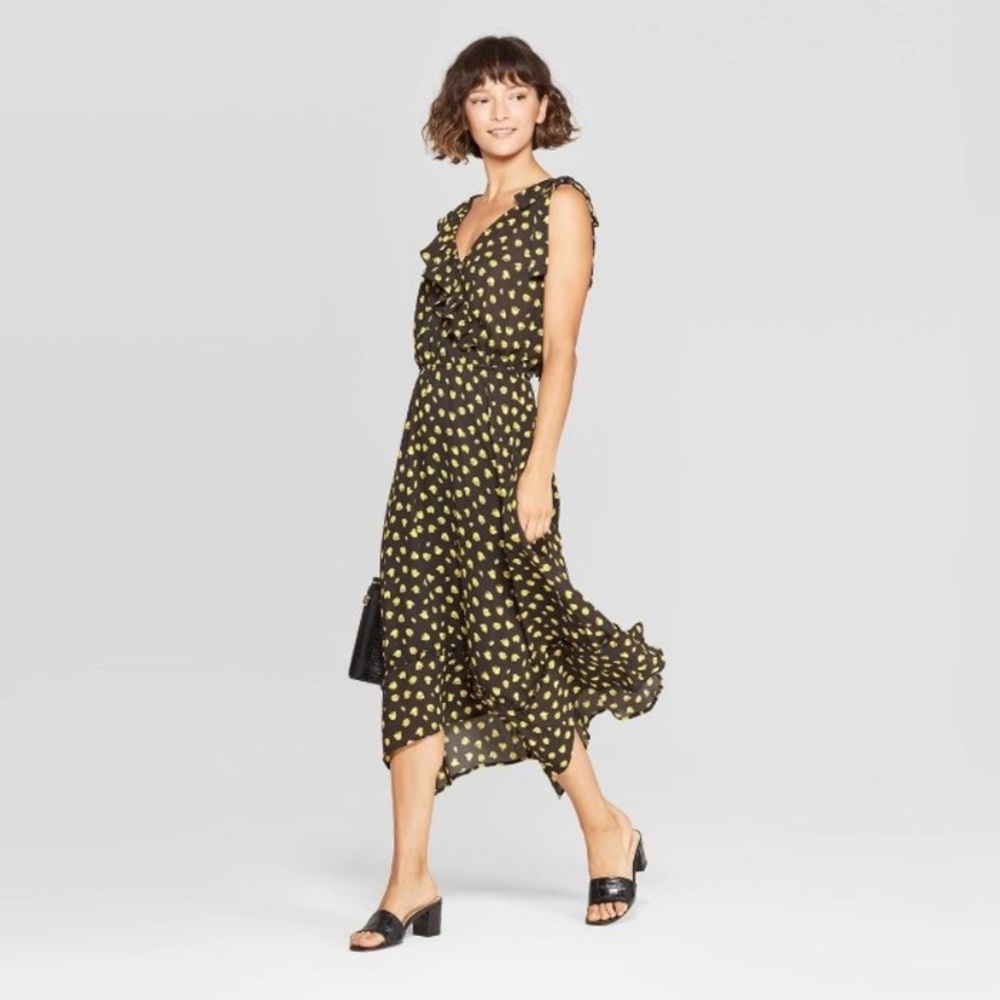 WHO WHAT WEAR DRESS WITH YELLOW FLOWERS